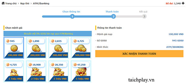 Nạp thẻ Nhất Kiếm Cửu Thiên qua ATM iBanking 01