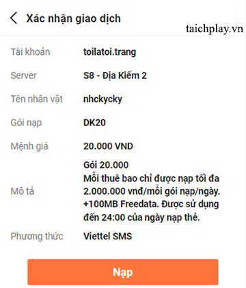 Hướng dẫn nạp thẻ Long Vũ 3D qua SMS 03